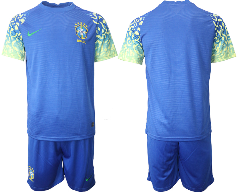 Men 2022 World Cup National Team Brazil away blue blank Soccer Jersey->brazil jersey->Soccer Country Jersey